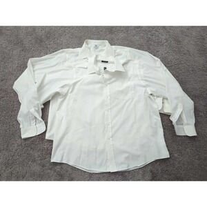 Lot of 2 George Button Up Shirt Mens XL White Long Sleeve Casual Business